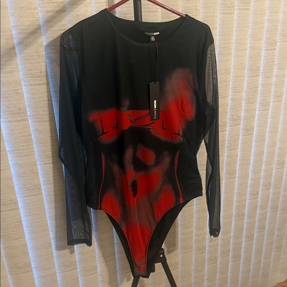 Fashion Nova Black and Red Bodysuit - Picture 3 of 4